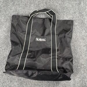 Y2K TOTES Black Nylon Tote Bag Collapses Into Small Zip Pouch Casual Utility VTG